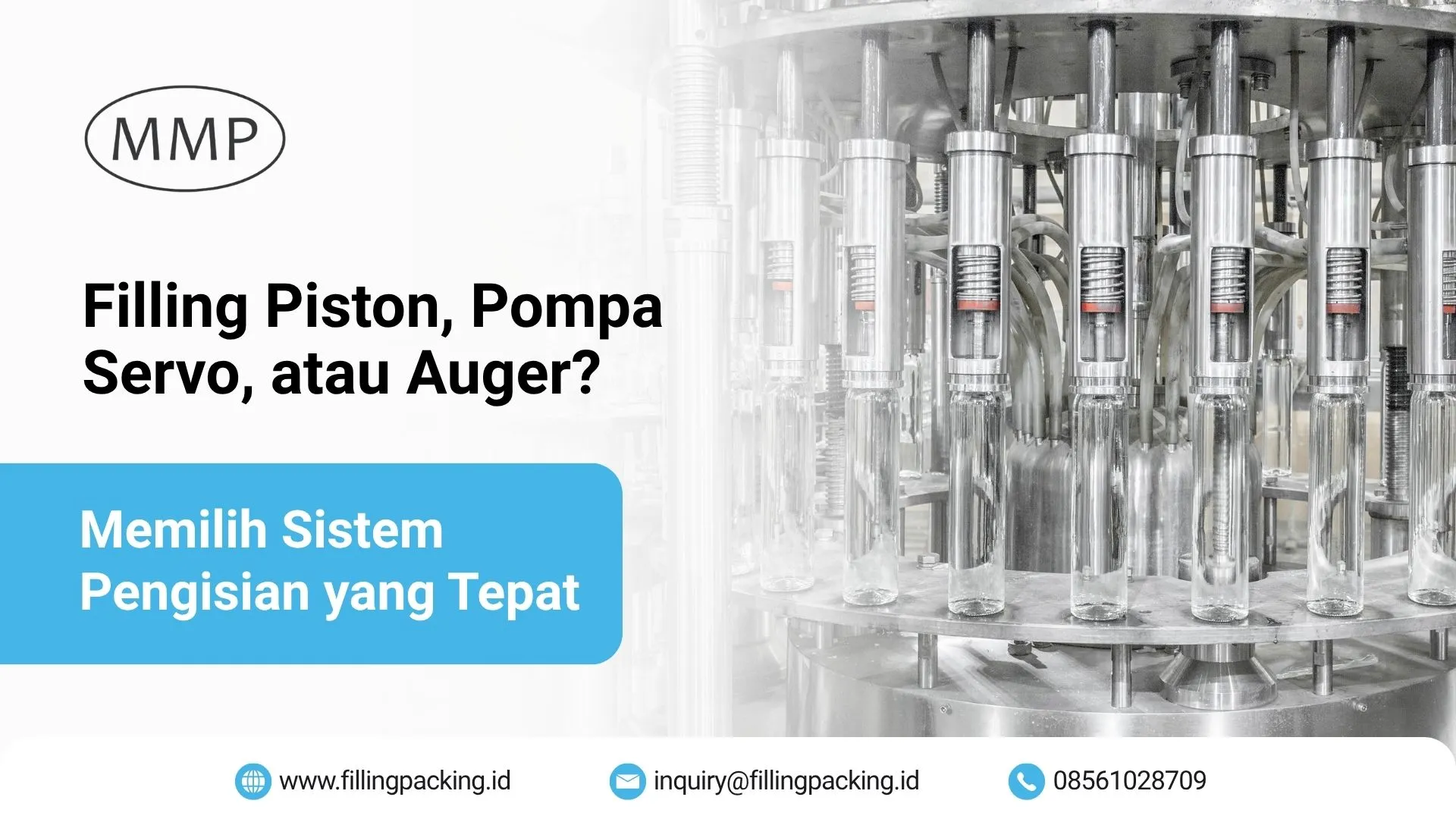 Banner artikel perbandingan sistem pengisian filling piston, pompa servo, dan auger