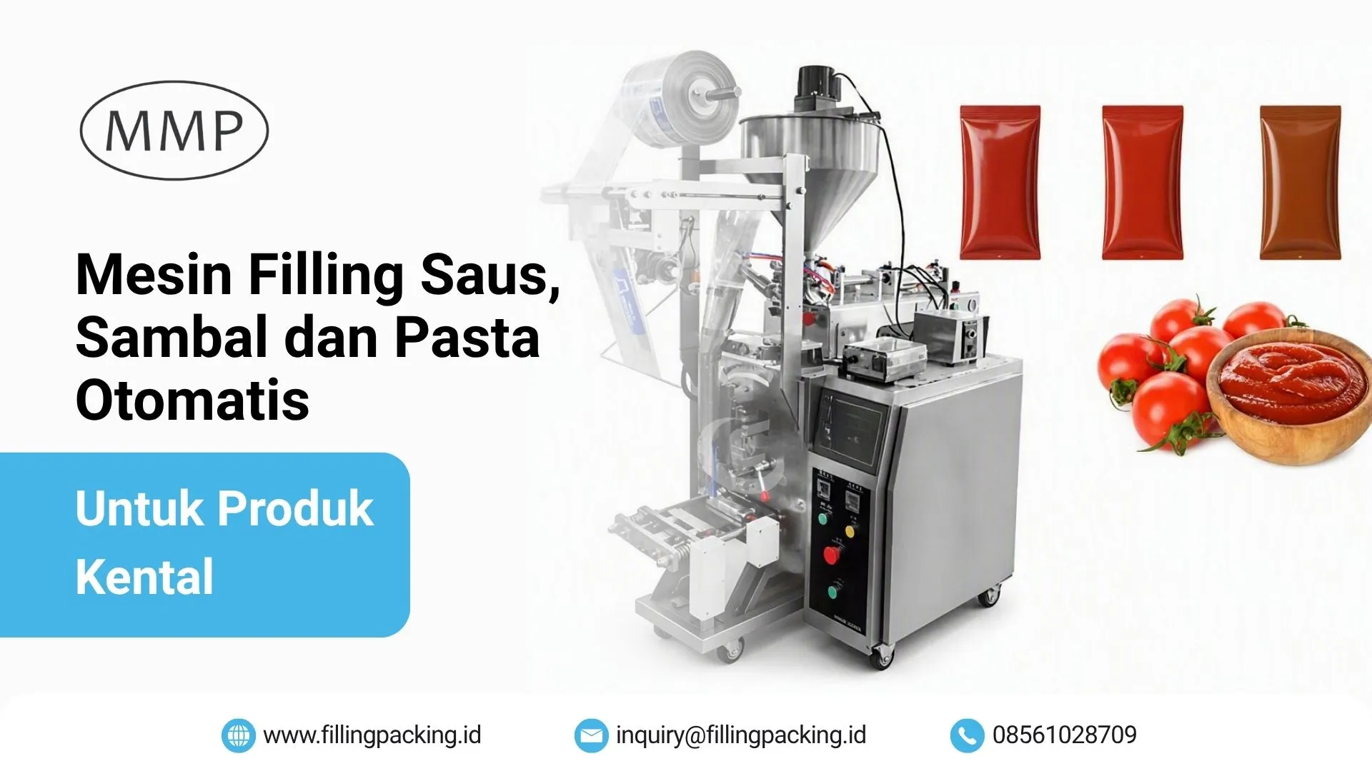 Banner mesin filling saus, sambal, dan pasta otomatis untuk produk kental