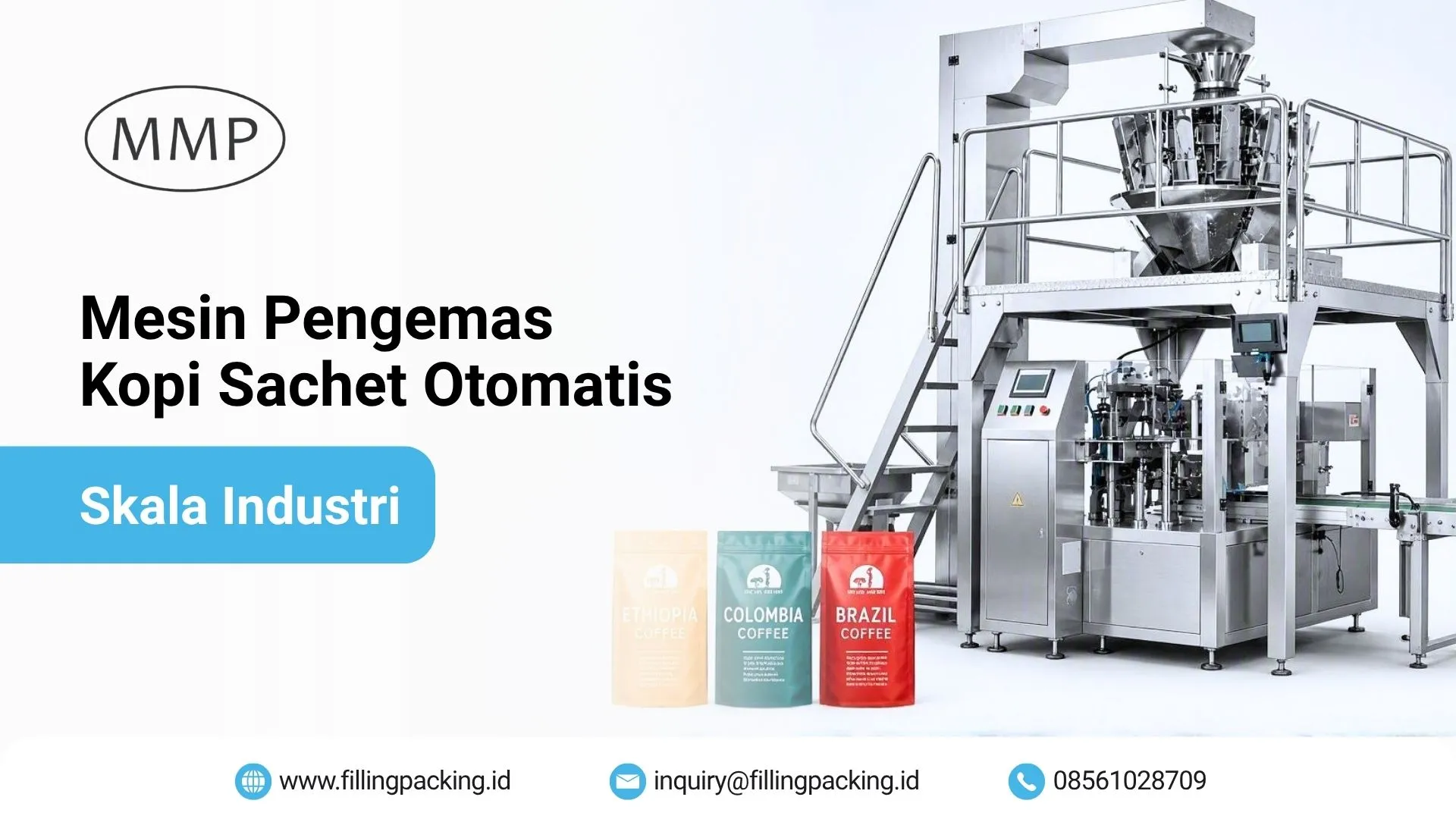 Mesin Pengemas Kopi Sachet Otomatis Skala Industri Banner mesin pengemas kopi sachet otomatis skala industri dari MMP