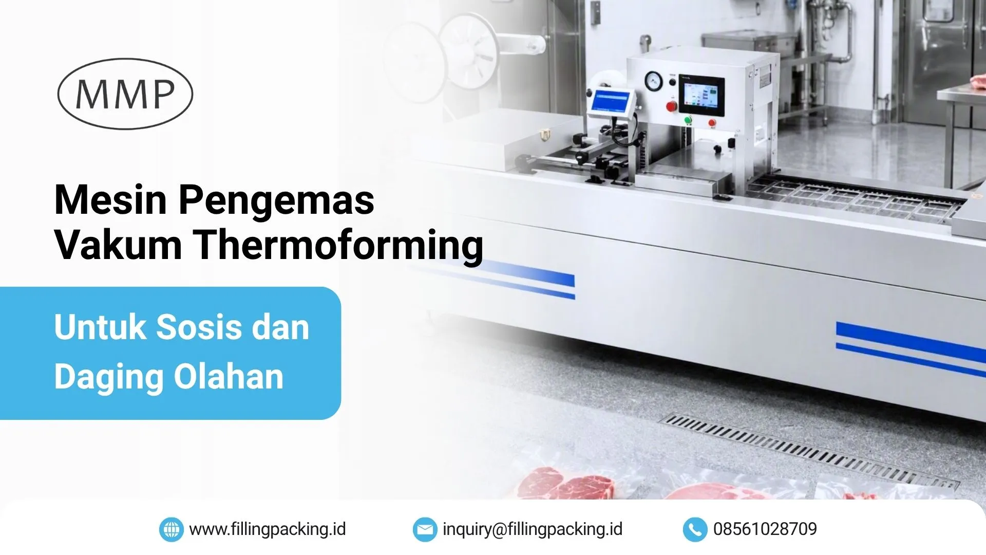 Banner mesin pengemas vakum thermoforming untuk sosis dan daging olahan