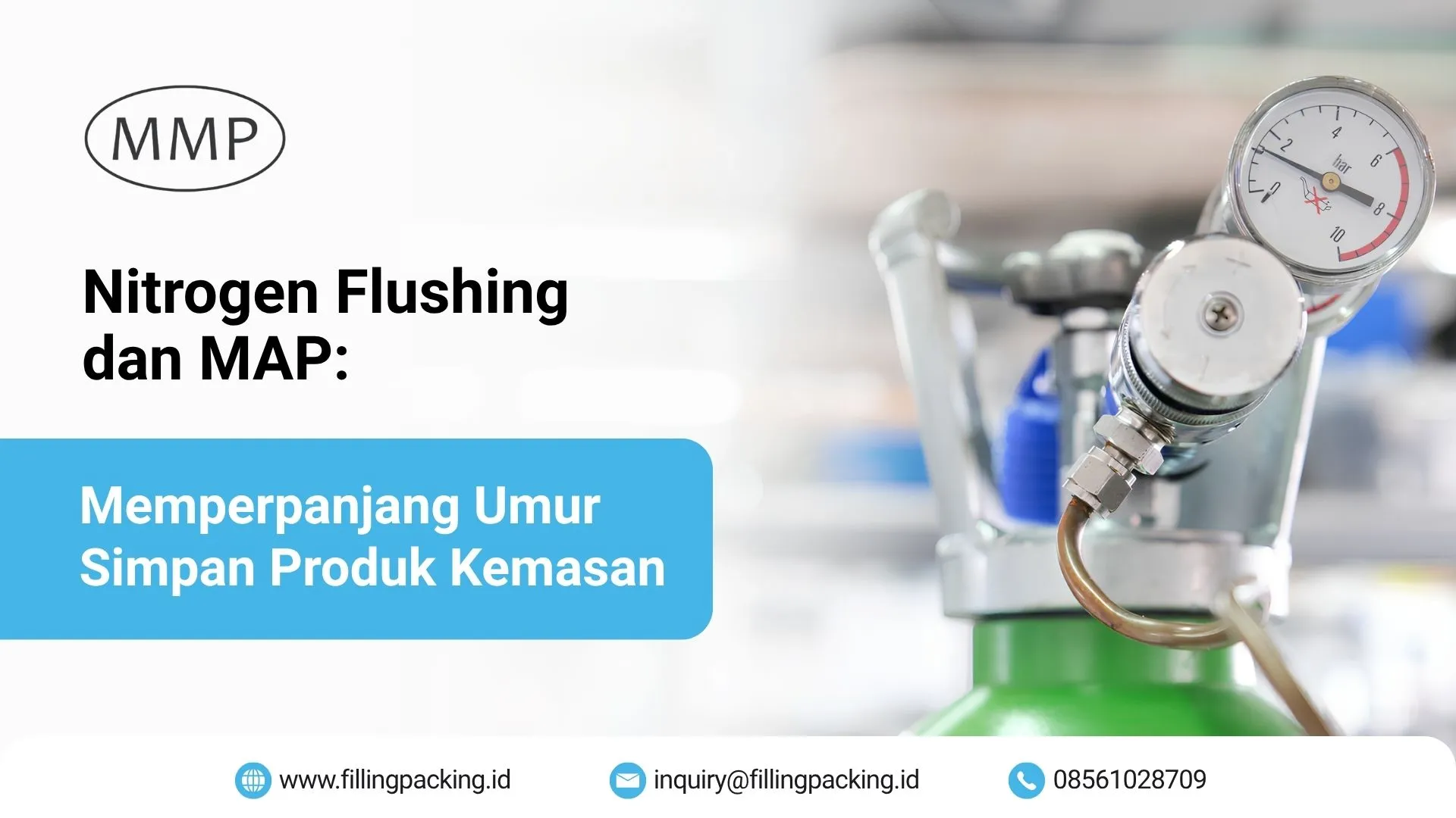 Banner artikel nitrogen flushing dan MAP untuk memperpanjang umur simpan produk kemasan